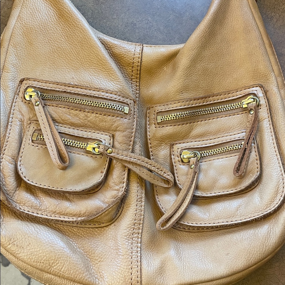 Linea Pelle Dylan Tan Hobo Leather Handbag Purse - Picture 2 of 12